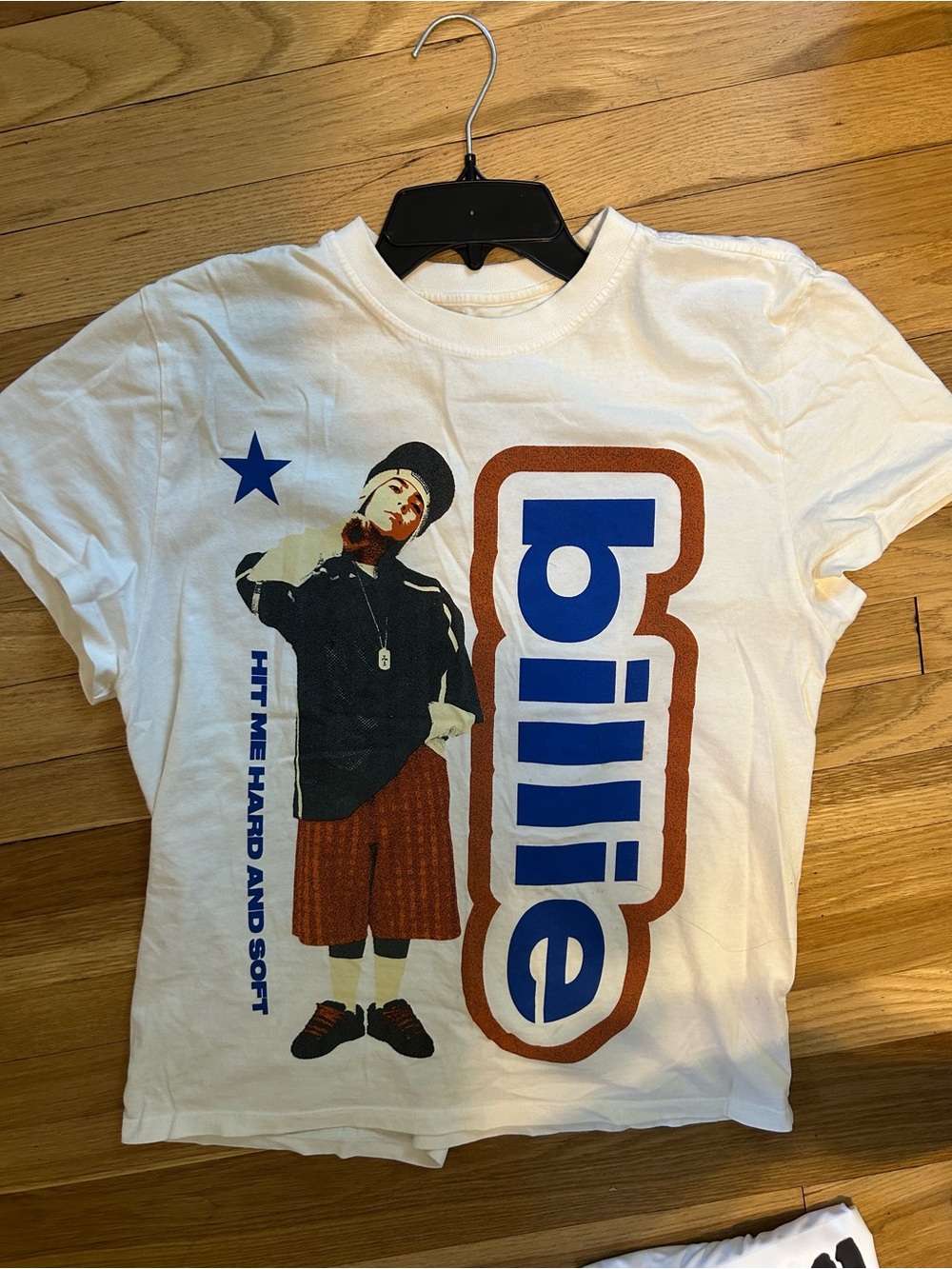 Billie Eilish Concert Graphic Tee with Blue & Brown Print